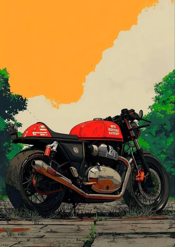 Crimson Racer Vintage Café Racer Poster